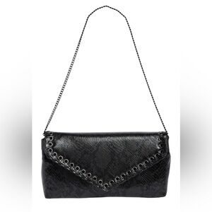Rebecca Minkoff NWT Black Whip Envelope Flap Convertible Clutch